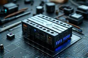 Prototipo de dispositivo telecom en mesa de trabajo